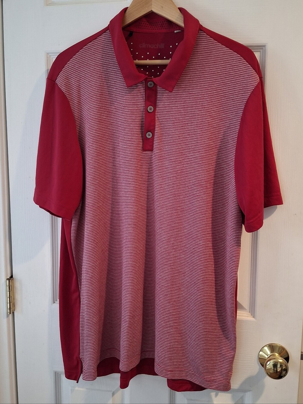 Adidas Shirt Mens Measures XL Red ClimaChill Golf Polo Pattern  Performance
